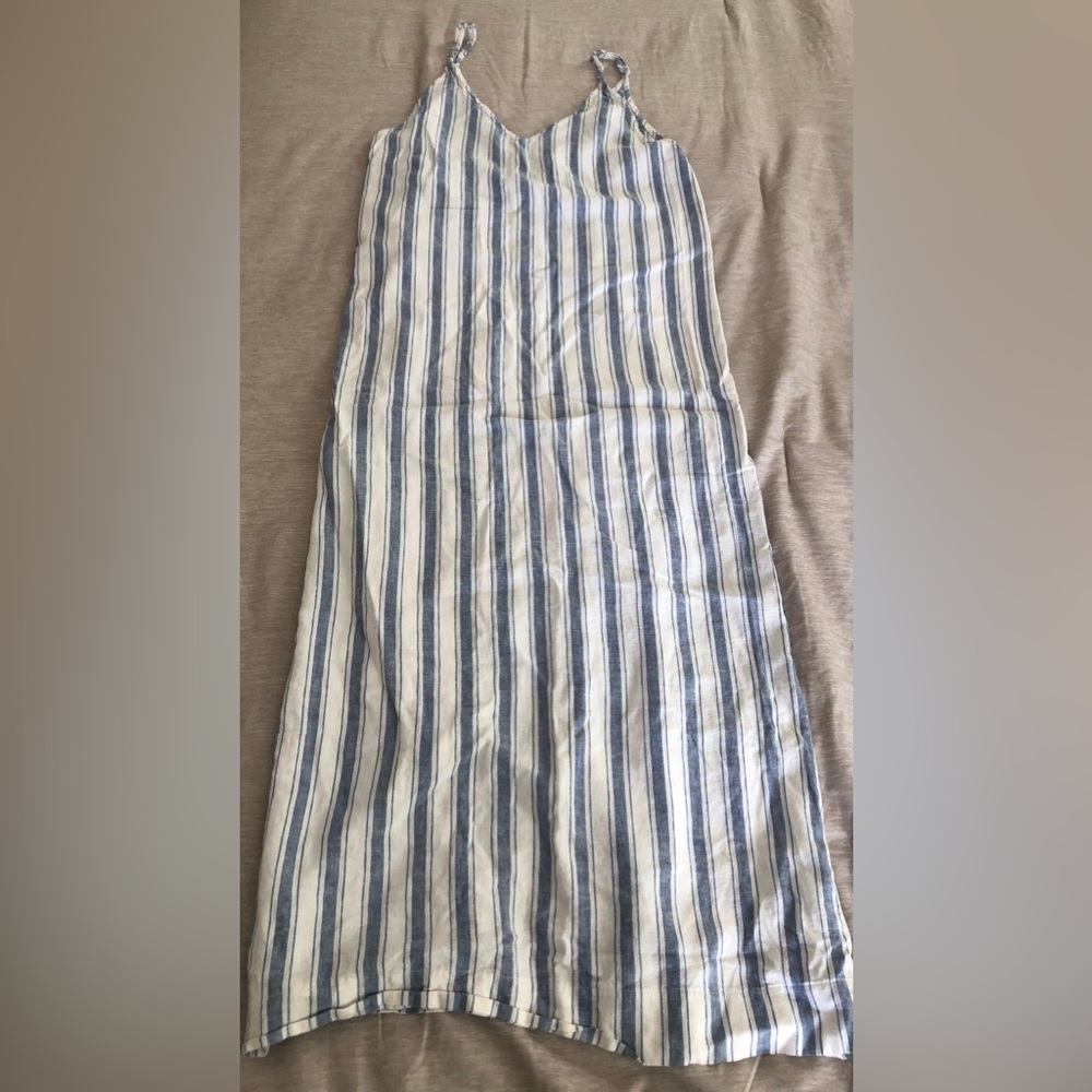 Onia linen blend dress striped EUC